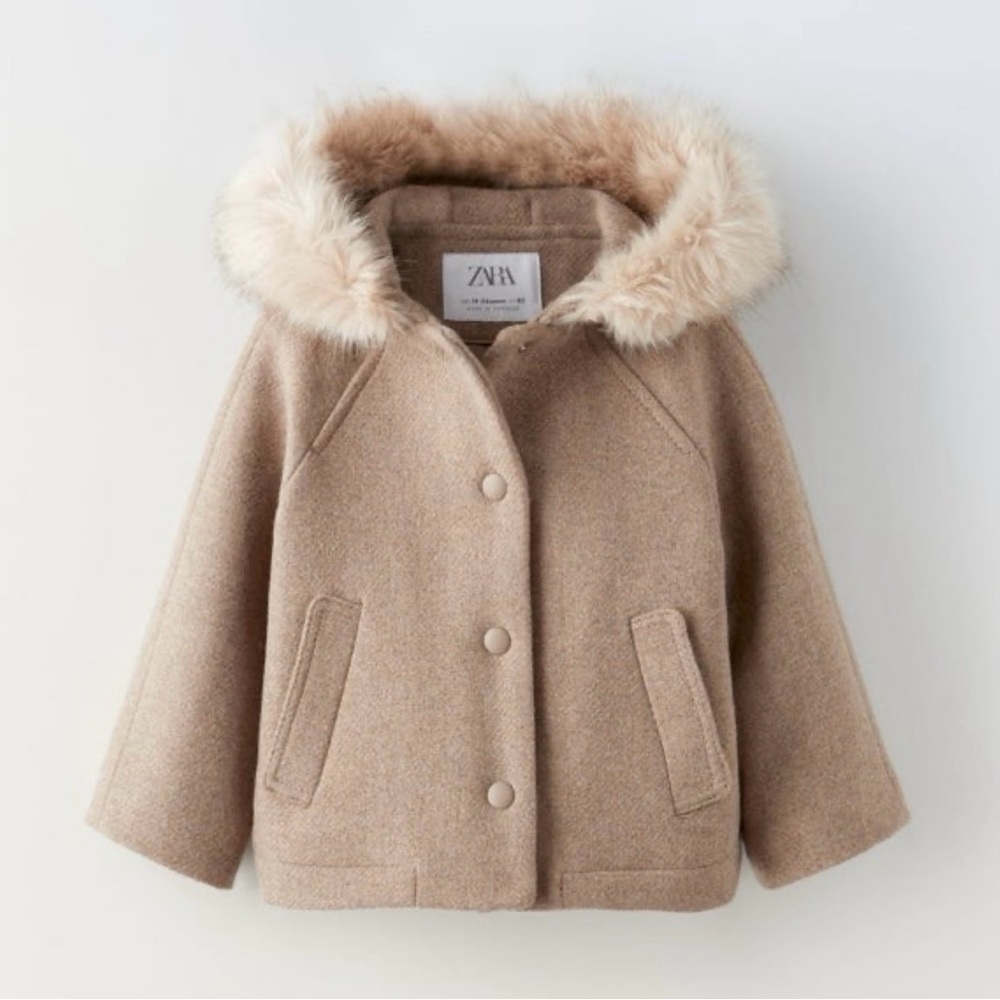 Zara Kids Beige Hooded Puffer Jacket